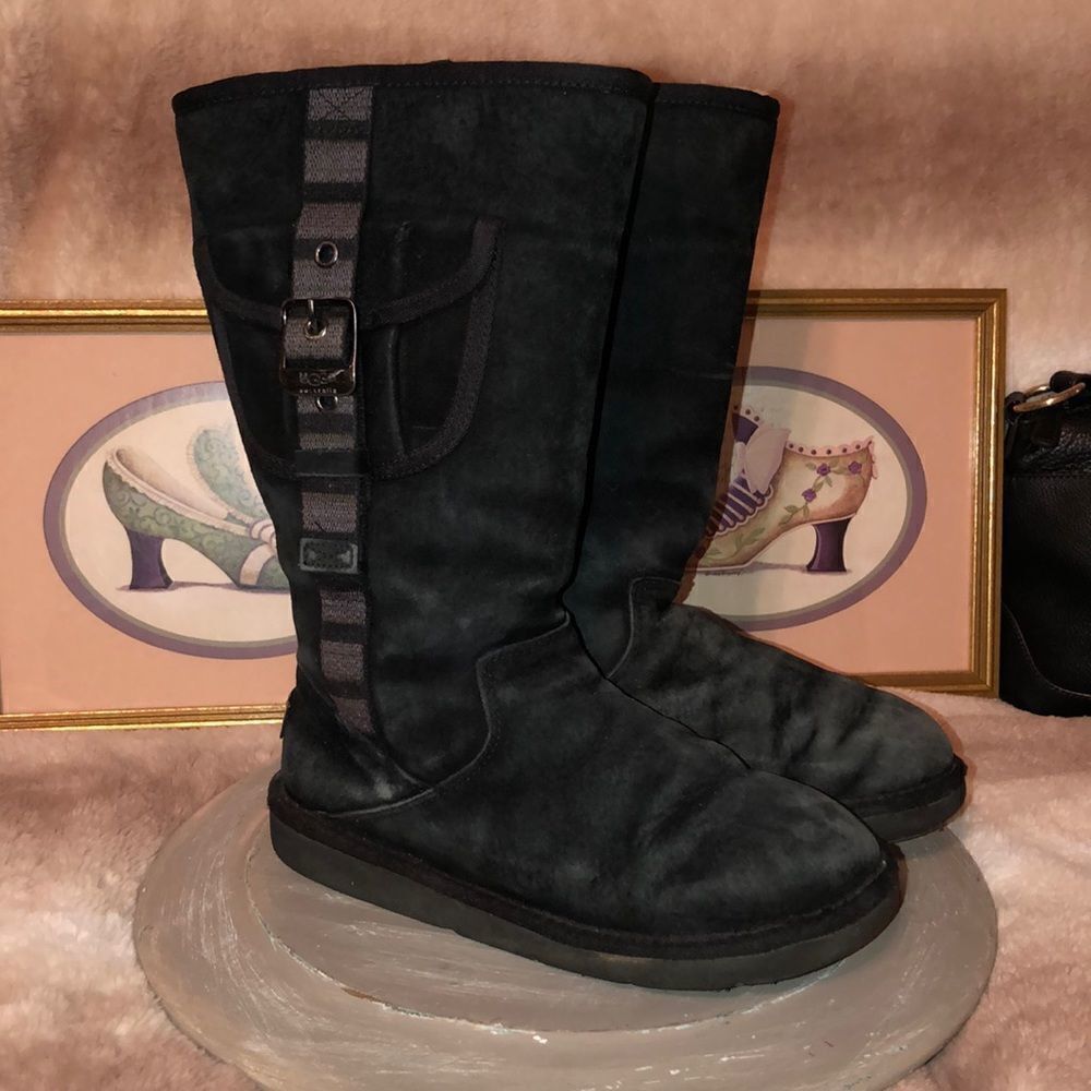 UGG 6 Tall Black Suede Boots